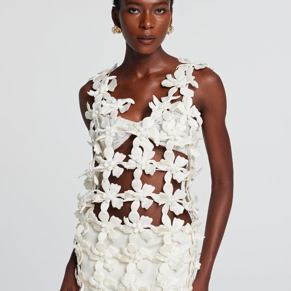 White Floral Cutout Dress